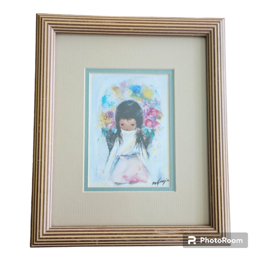 Degrazia Matted and Framed "Flower Girl" Print